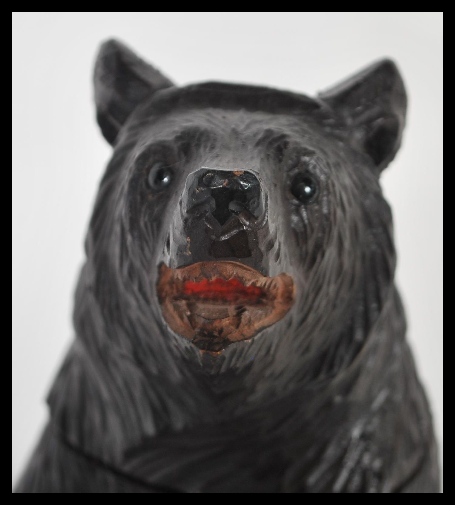 A German Black Forest hand carved wooden tobacco pot or tea caddy in the form of a bear having - Image 3 of 6