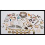 A selection of vintage costume jewellery to include a 9ct gold cocktail watch having a mother of