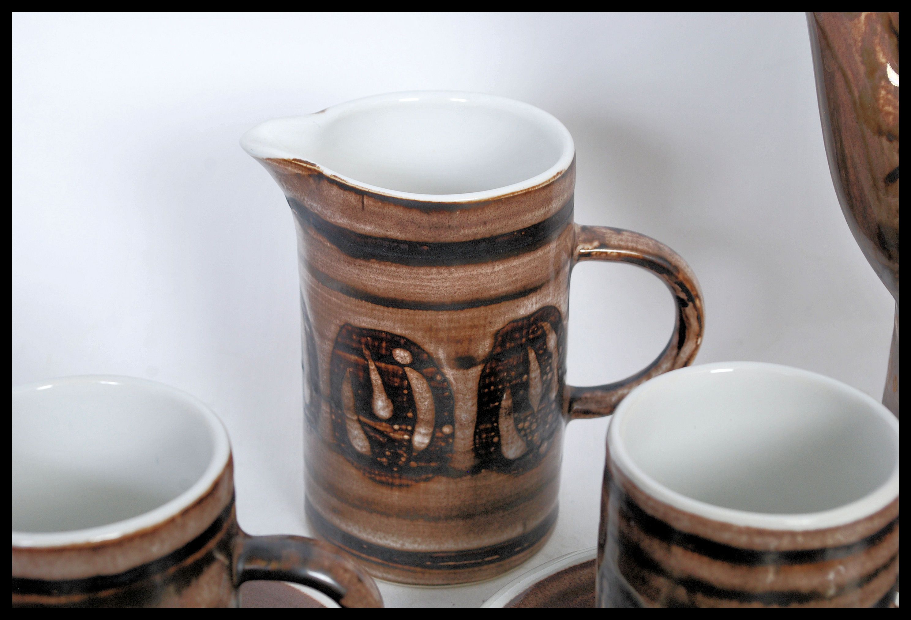 A mid 20th Century coffee stoneware studio set, Cinque Ports Pottery LTD  by The Monastery Rye. - Image 5 of 6