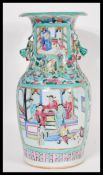 A 18th / 19th Century Chinese porcelain vase having turquoise ground with white cartouche panels
