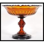 A large heavy 19th Century Victorian smoked cut glass pedestal centrepiece, the glass raised on a
