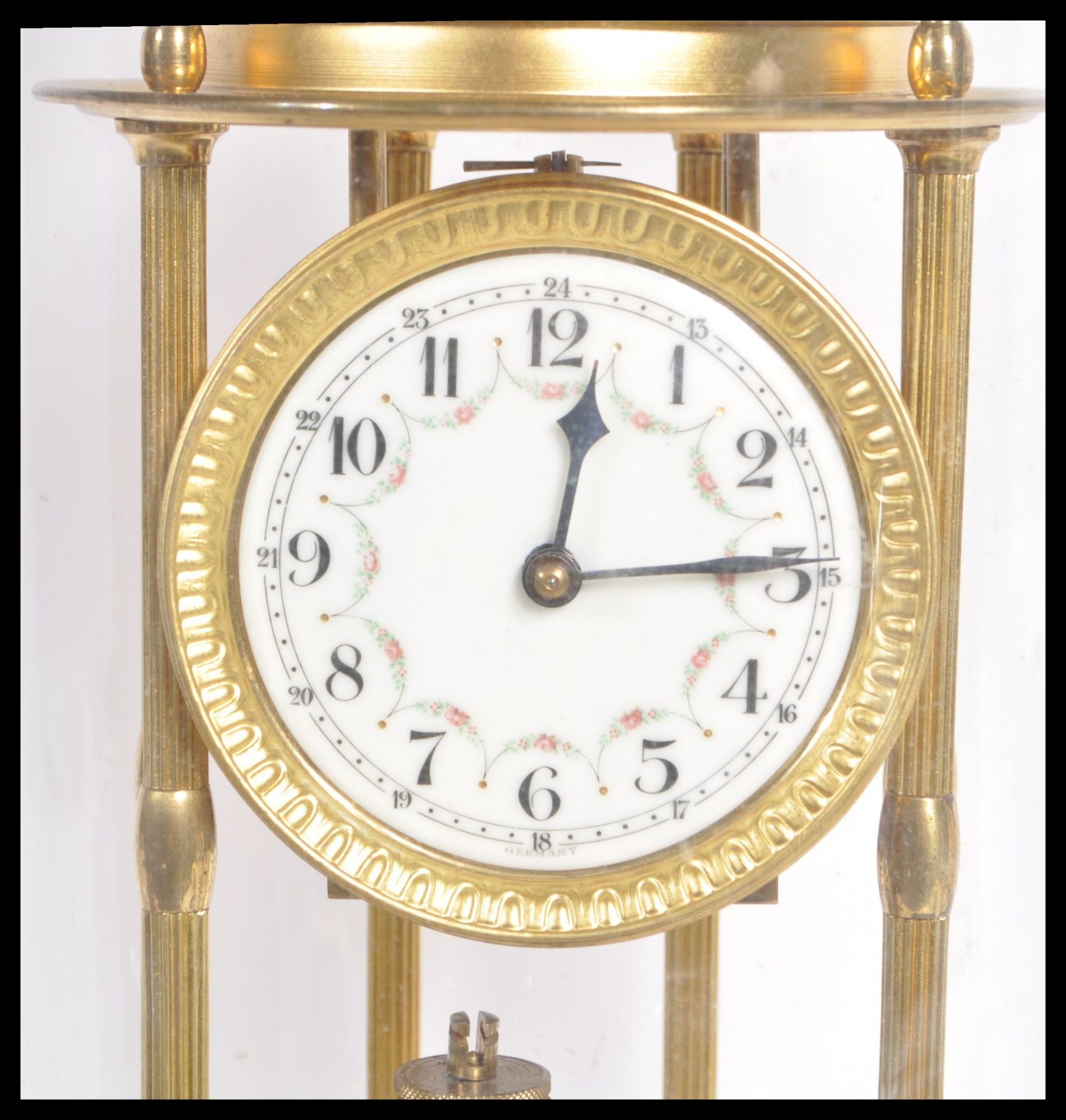 A large 19th Century Victorian glass domed anniversary clock raised on gilt brass circular base with - Bild 4 aus 7