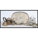 A good group of vintage silver plate items to include, a pair of decorative boon boon dishes