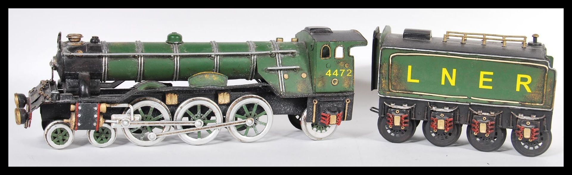 A vintage scratchbuilt style large static scale G gauge or larger model railway tinplate castle