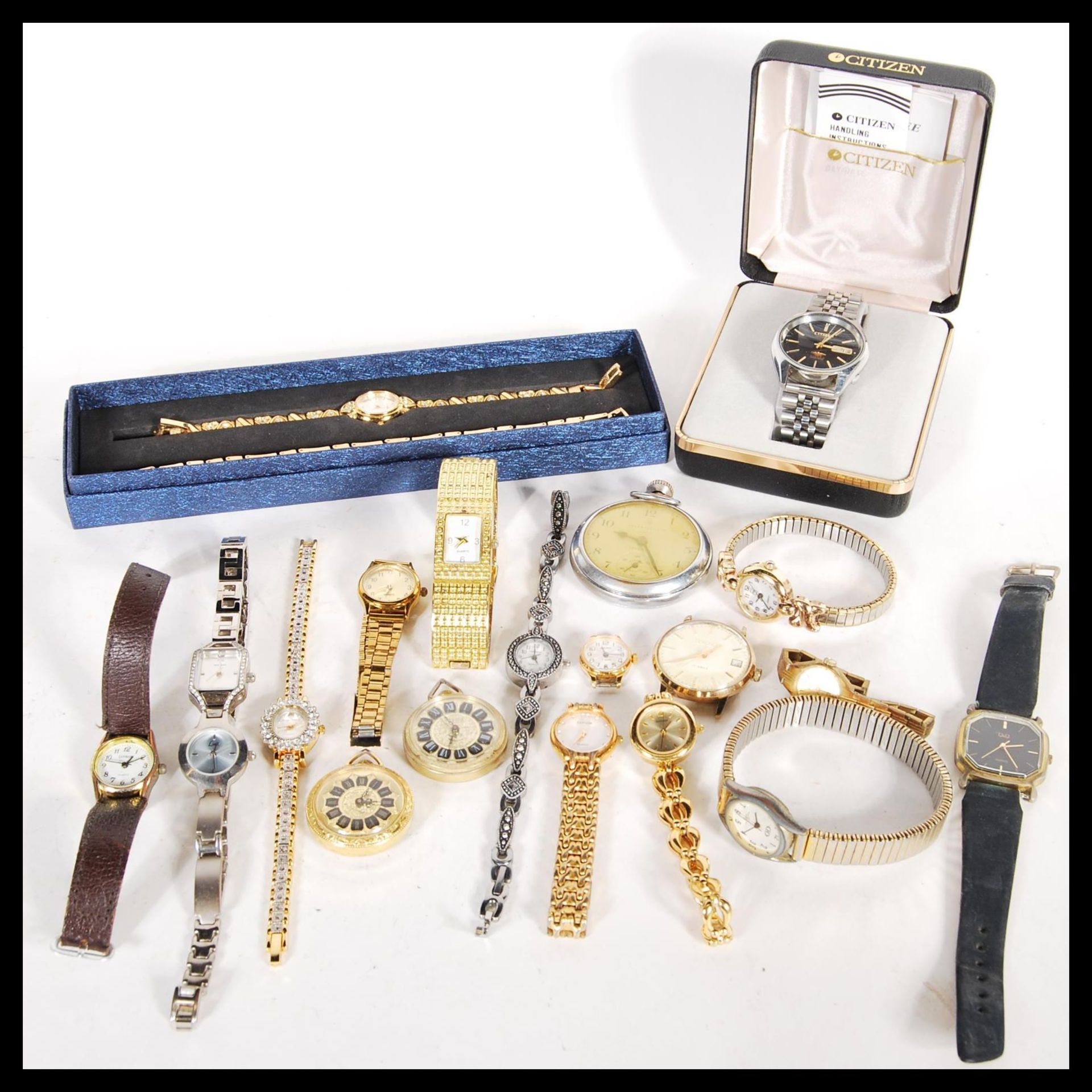 A selection of vintage watches to include a ladies Sekonda yellow metal cocktail watch inlaid with