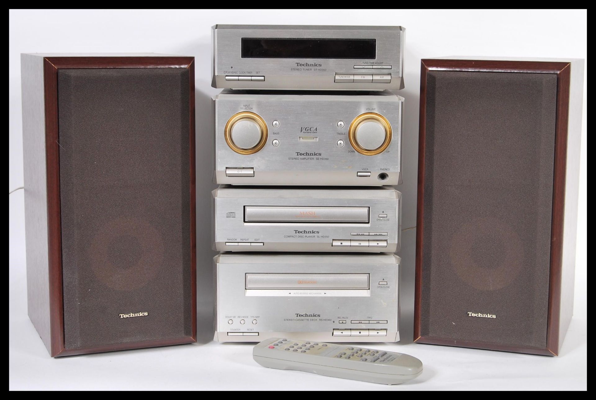 A 20th Century Technics separates stacking music system consisting of CD player, radio receiver,