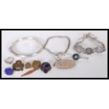 A collection of vintage ladies silver 925 and hallmarked jewellery to include a silver coin bracelet