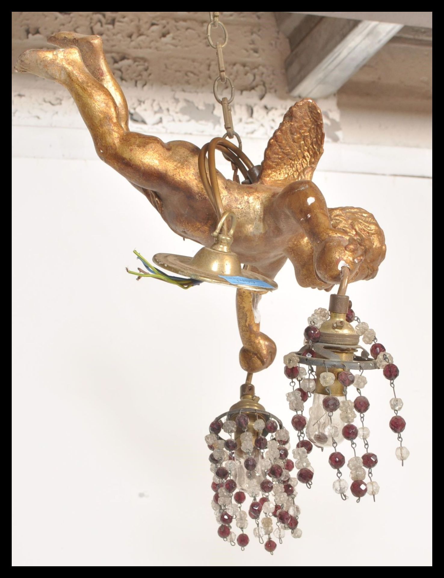 A pair of 19th Century hanging ceiling light / lights of electrollier chandelier type in the form of - Bild 3 aus 5