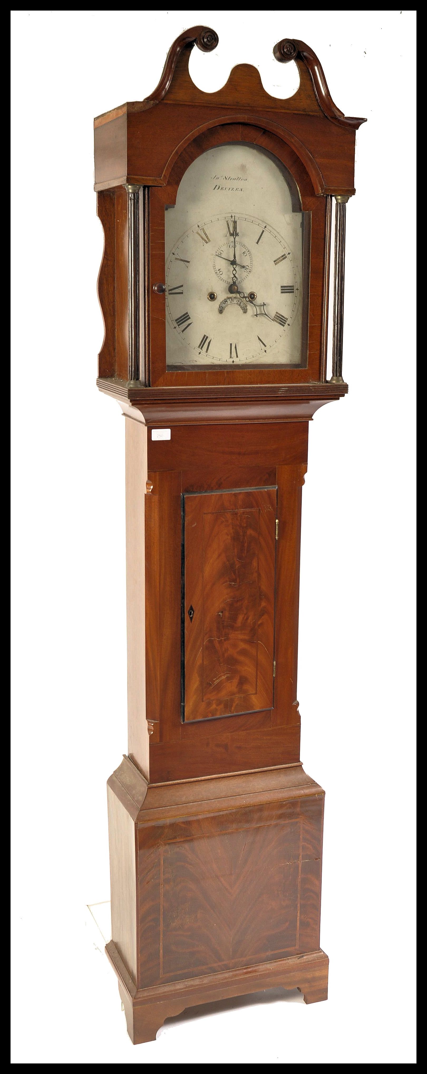 A West Country 19th century George III mahogany longcase clock by John Stratton of Devizes. Plain