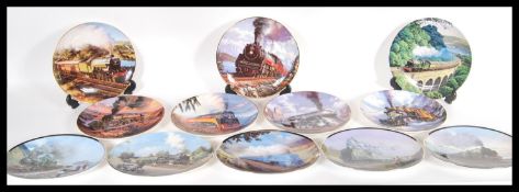 A collection of Bone China collectors plates depicting steam engines, the plates by Royal Doulton