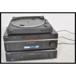 A three piece Sony hi fi system to include an awa Stereo Full Automatic Turntable System PX-E850,