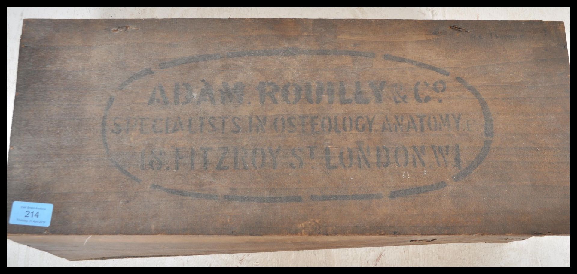 An early 20th Century wooden box for the use of storing an human skeleton marked for Adam - Bild 2 aus 3