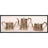 A good 19th Century Victorian silver plated matching teapot and coffee pot, mother of pearl