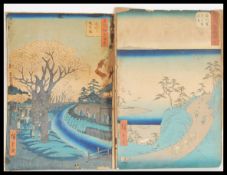 Utagawa Hiroshige (1797-1898) - Two 19th Century japanese wood block prints on paper to include '