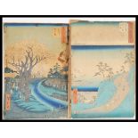 Utagawa Hiroshige (1797-1898) - Two 19th Century japanese wood block prints on paper to include '