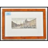 A 20th Century etching on paper by Gianni Raffaelli depicting PIazza Navona in Rome, hand coloured