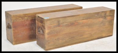 A pair of vintage early 20th Century wooden Lord Roberts ammunition crates having hinged lids with