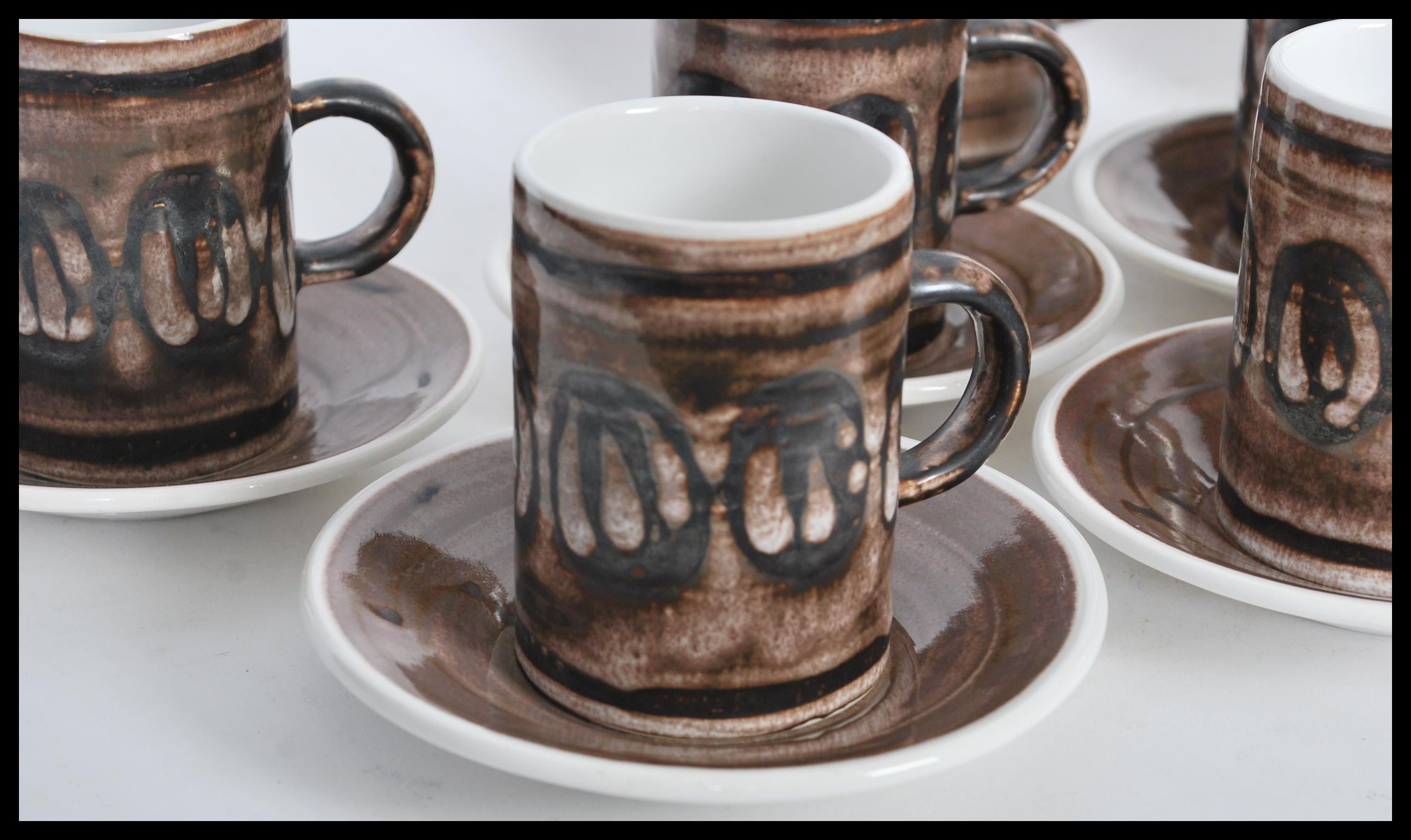 A mid 20th Century coffee stoneware studio set, Cinque Ports Pottery LTD  by The Monastery Rye. - Image 2 of 6