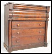 A Victorian mahogany Scottish tall chest of drawers. Raised on a plinth base having an upright