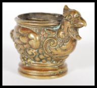 A 19th Century Victorian brass inkwell / table lighter holder in the form of a chicken by Adolph