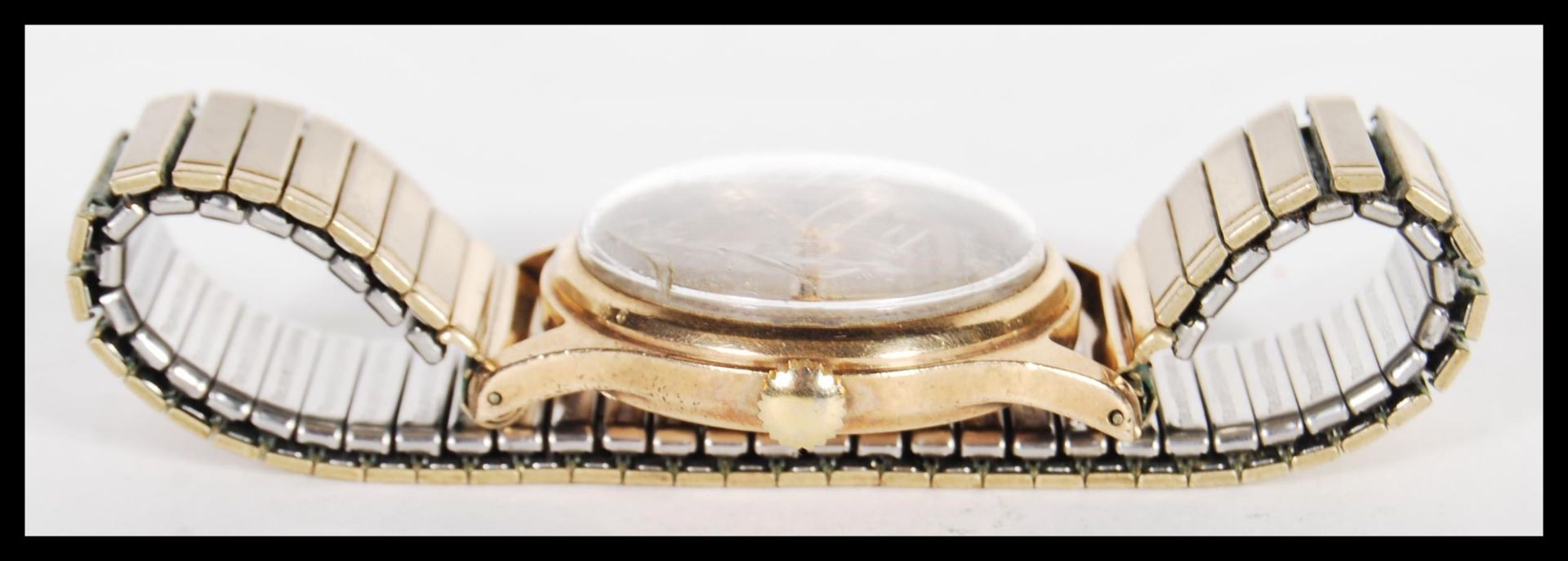 A mid 20th Century 17 jewels Smiths De Luxe 9ct gold gentlemen's wrist watch, on a Fixo-flex - Bild 2 aus 4