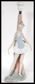 A Lladro ceramic figural table lamp in the form of a ballerina complete with lamp shade. Measures