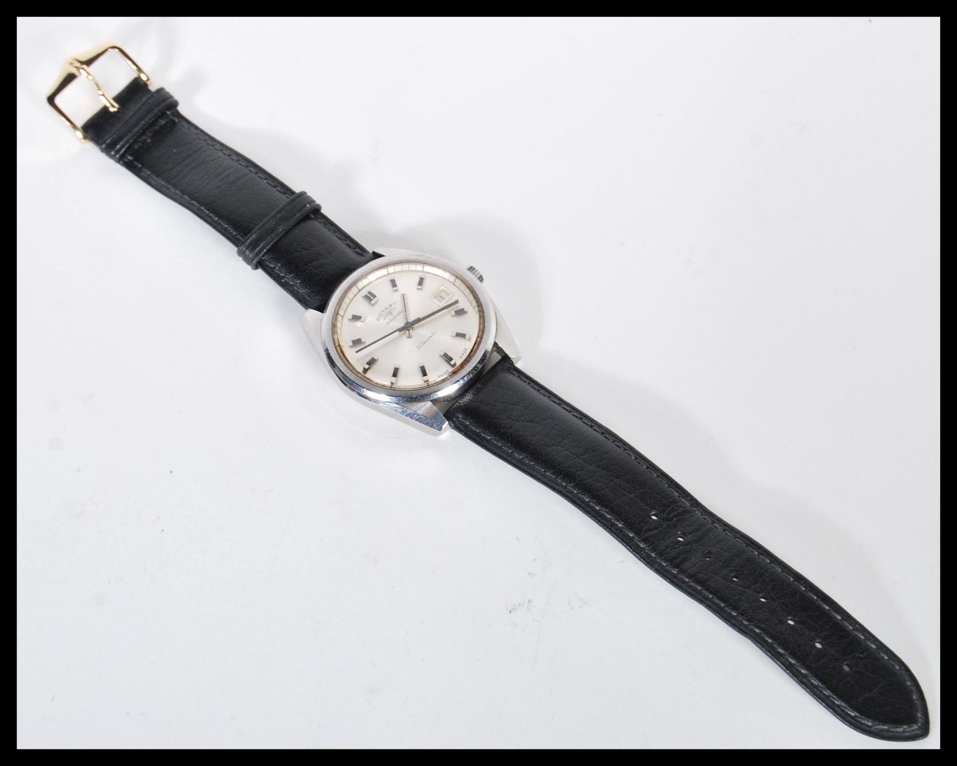 A gents vintage 20th Century automatic Rotary wrist watch, circular dial set with batons, date - Bild 3 aus 4