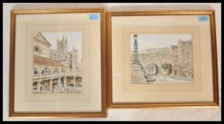 Philip & Glyn Martin Original Watercolour Paintings - A pair of paintings by Glyn Martin of Bath