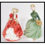 Two Royal Doulton bone China figurines to include Top Of The Hill HN1834 and Grace HN2318, both