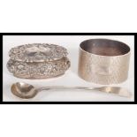 A selection of 20th Century silver hallmarked wears to include a Victorian toddy spoon (hallmarked