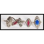 A collection of early 20th Century Art Deco rings to include a stamped 925 silver ring set with a