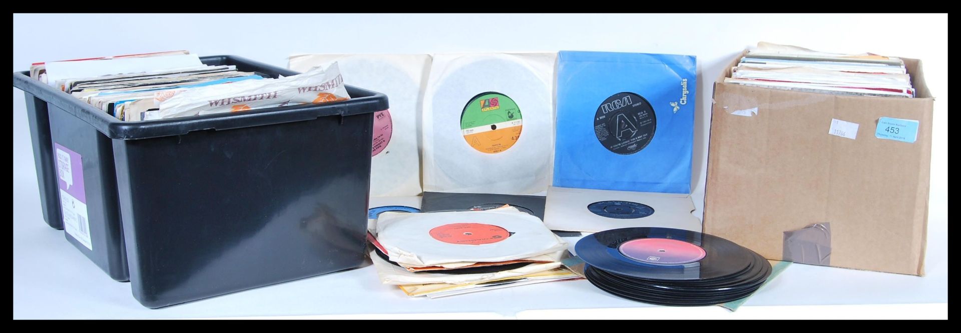 A good collection of 45rpm 7" vinyl singles featuring many different artists dating from the 1960's,