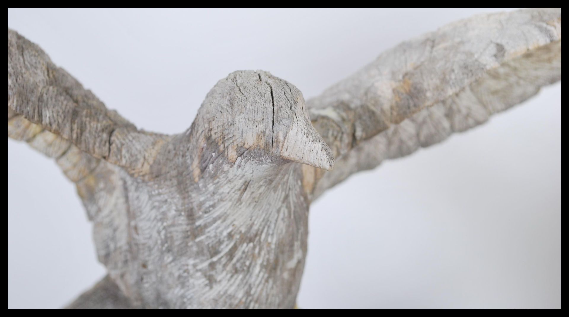 A 20th Century carved figural group depicting two birds perching on branches carved from a single - Bild 4 aus 6