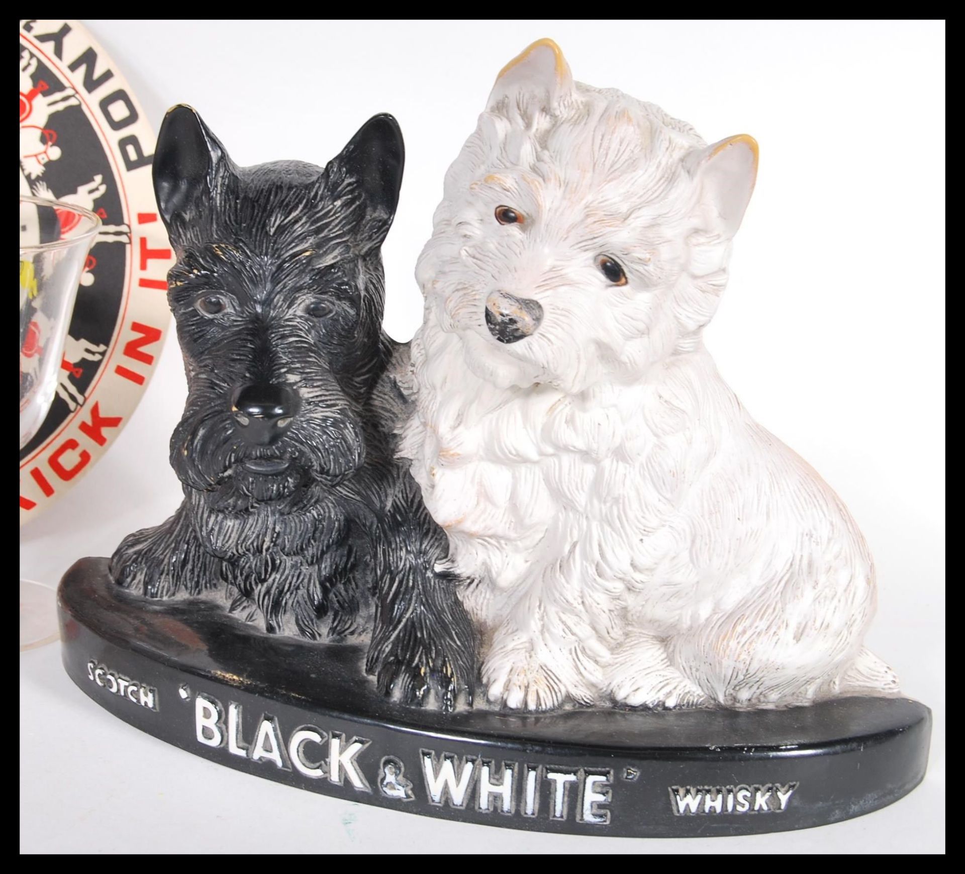 A vintage 20th Century point of sale advertising figure for Black and White Whisky together with a - Bild 2 aus 5