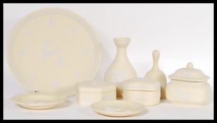 A selection of 20th Century Wedgwood Primrose jasperware in the Blossom pattern having a yellow