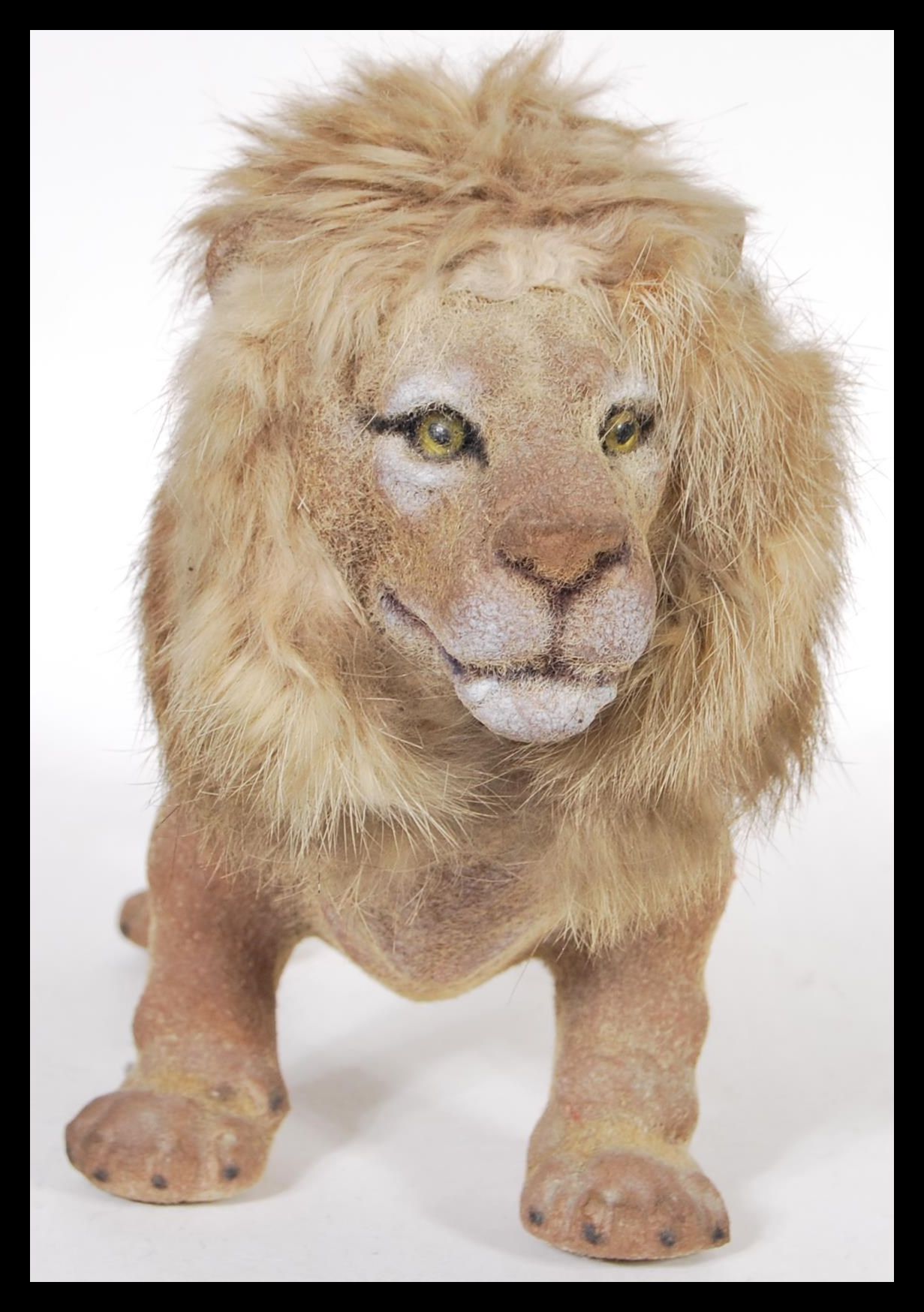 A vintage retro 1960's nodding dog toy in the form of a lion having a rabbits fur mane. Meaasures - Image 2 of 5