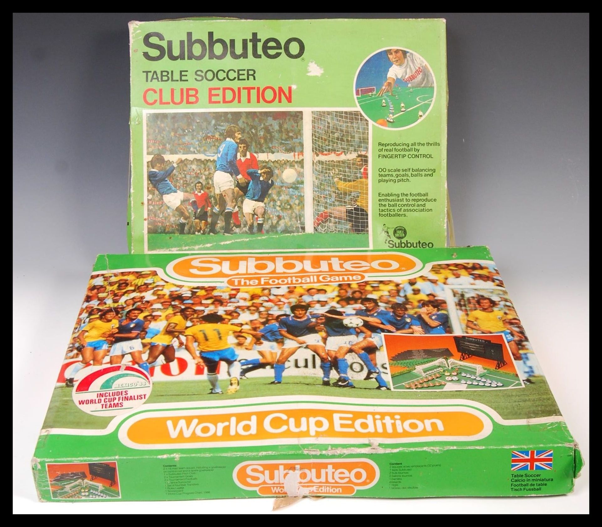 TWO VINTAGE BOXED SUBBUTEO TABLE SOCCER FOOTBALL SETS