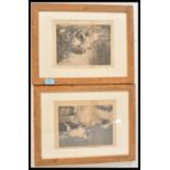 A pair of 19th century framed lithograph etching prints, one entitled Morning Ball, the other Can'