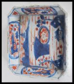 An 18th Century Chinese Qianlong period hand painted imari pattern decorated tray of square form