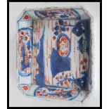 An 18th Century Chinese Qianlong period hand painted imari pattern decorated tray of square form