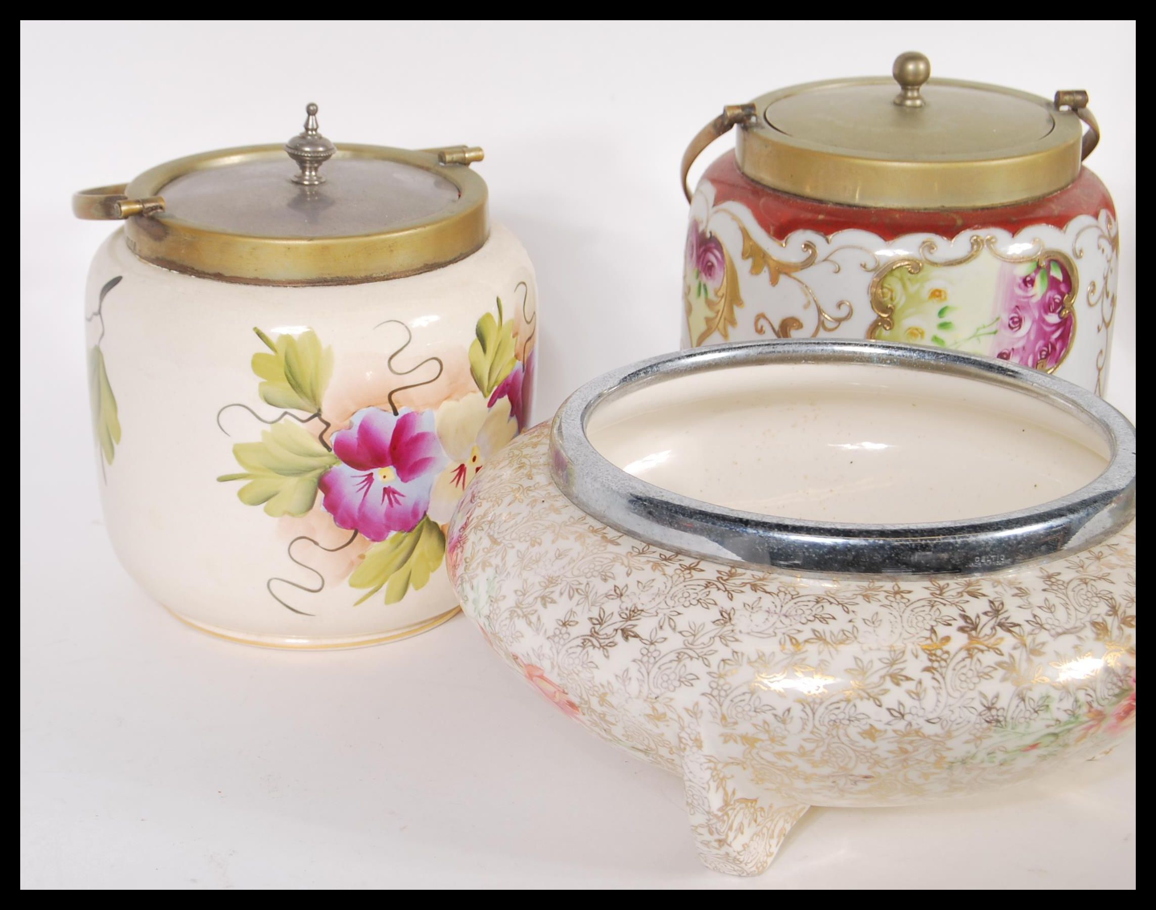 A collection of ceramic biscuit barrels dating from the early 20th Century to include Ivory blush - Image 2 of 7