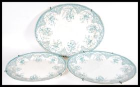 A set of three 19th Century Victorian graduating meat platters by F B & Co, being oval in shape with