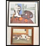 A framed Pablo Picasso poster of ' Bust and Palette ' (1925) along with a oil on canvas painting