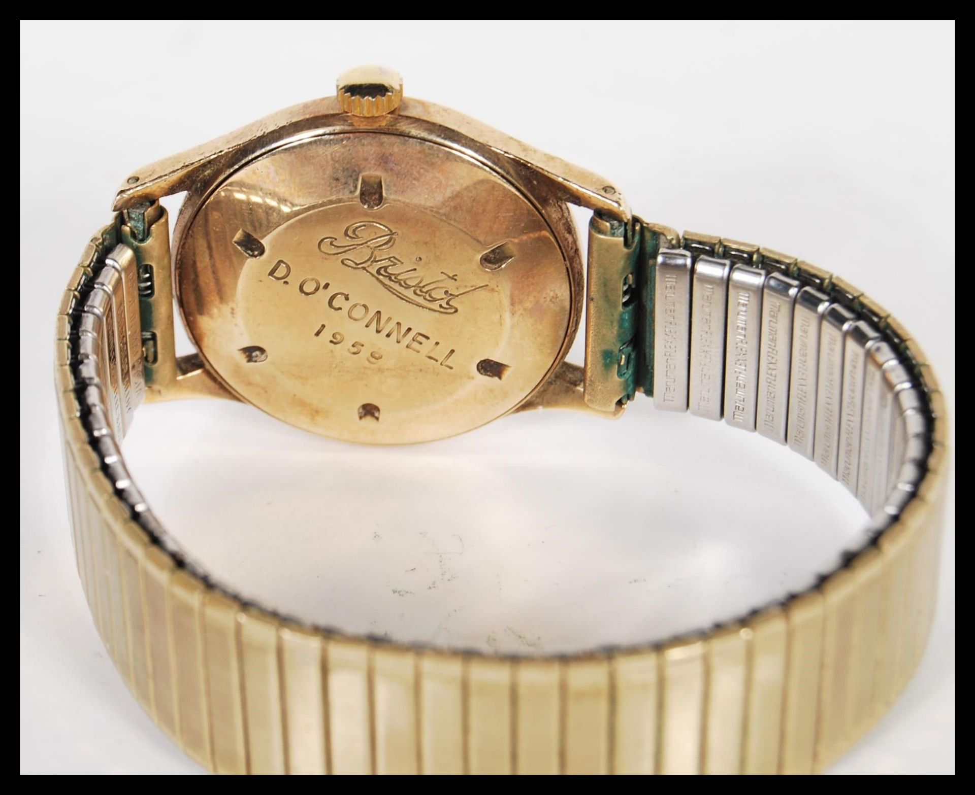 A mid 20th Century 17 jewels Smiths De Luxe 9ct gold gentlemen's wrist watch, on a Fixo-flex - Bild 3 aus 4
