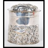 A 19th Century Victorian Art Nouveau hallmarked silver lidded pot by William Comyns & Sons having