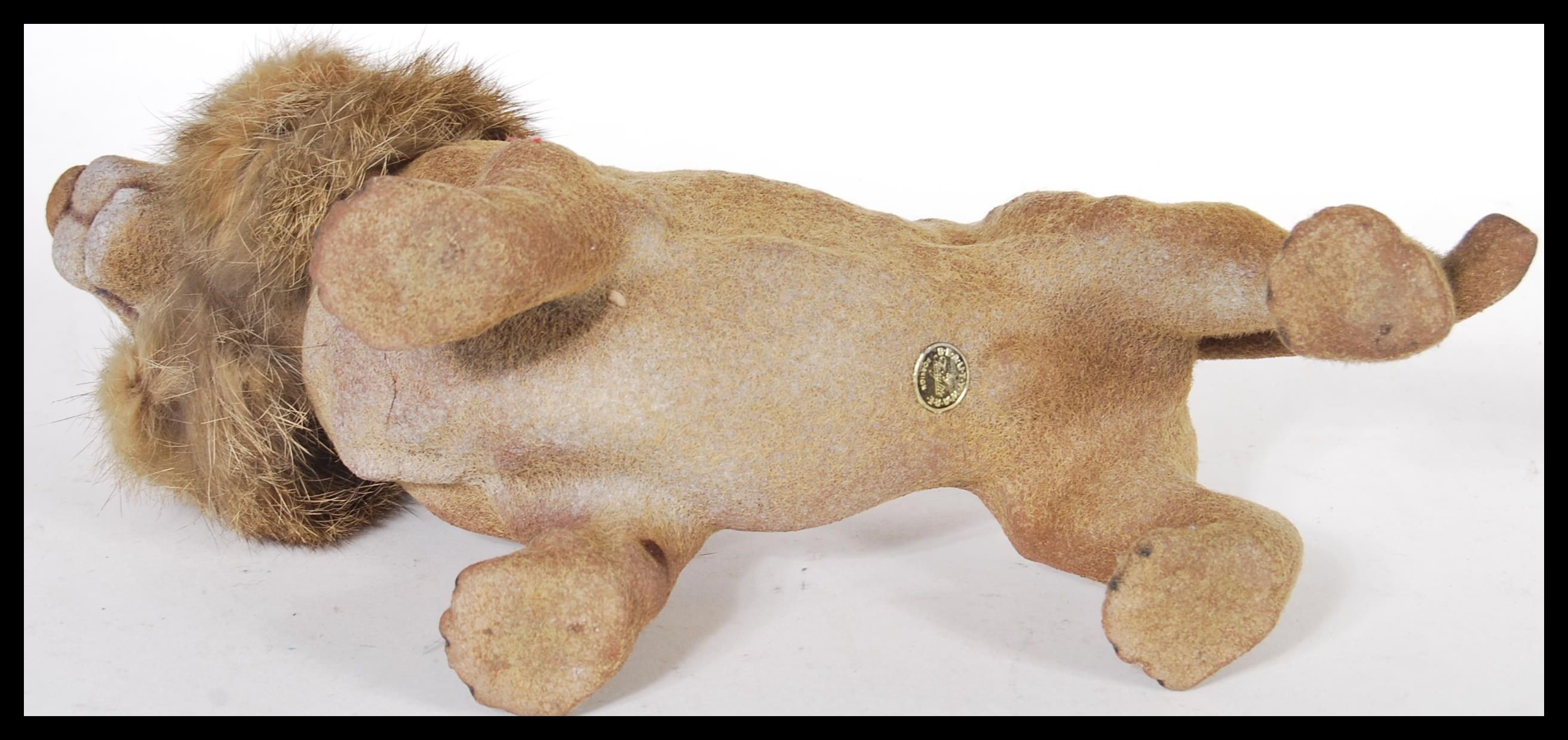 A vintage retro 1960's nodding dog toy in the form of a lion having a rabbits fur mane. Meaasures - Image 4 of 5