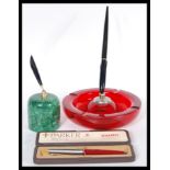 A rare vintage retro 20th Century 1970's Whitefriars Parker pen pen holder stand and ashtray in a
