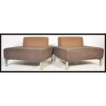 A pair of contemporary modern modular seating sofa / chairs in the manner of Orange Box furniture