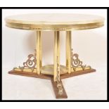 A retro 20th Century circa 1980's Italian rococo style circular onyx top coffee table, the top set