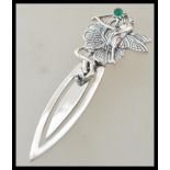 A stamped 925 silver book mark in the form having a finial top in the form of fairy, set with a